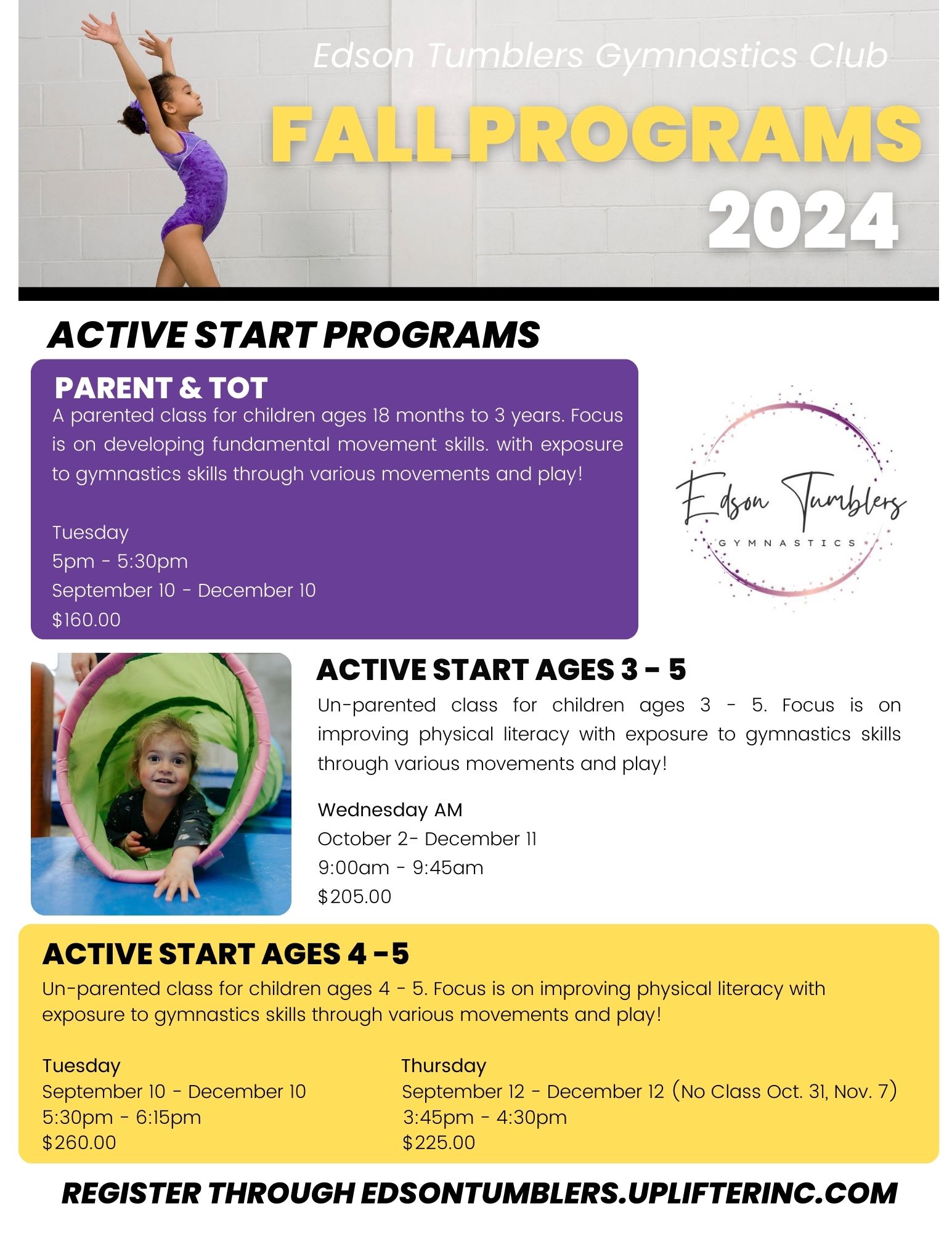 Fall 2024 Edson Tumblers Gymnastics powered by Uplifter